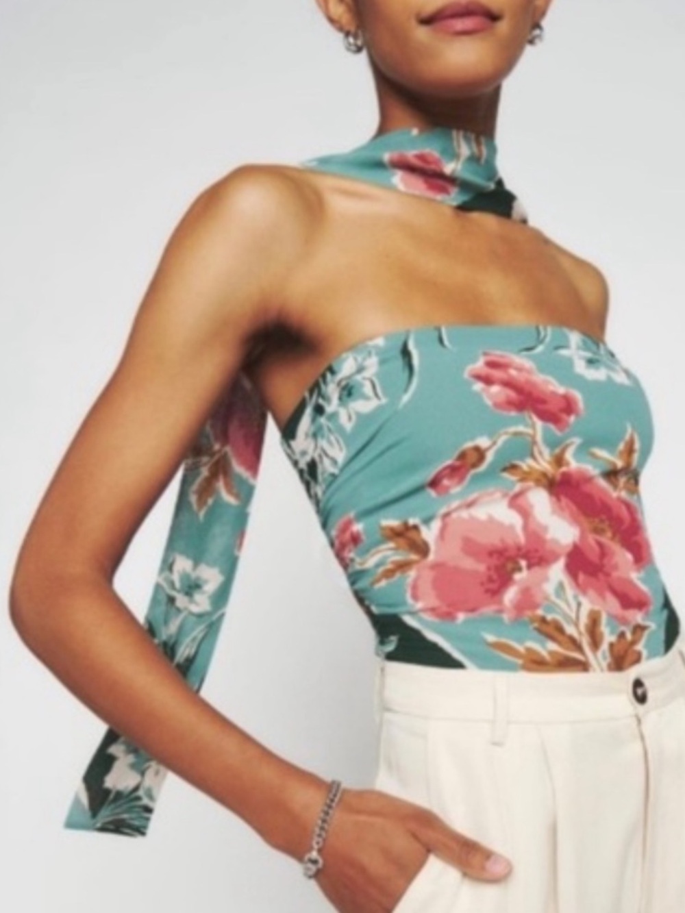 Reformation Lennon Strapless Paloma Floral Top With Scarf Size 12